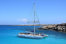 雙體船,海,船