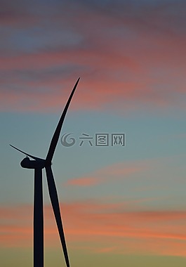 風(fēng)力發(fā)電機(jī)組,天空,日落