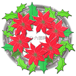 圣诞装饰,花环,一品红