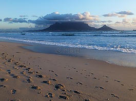 海灘,abendstimmung,桌山