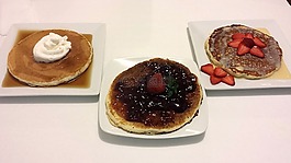 煎餅,蜂蜜,奶油