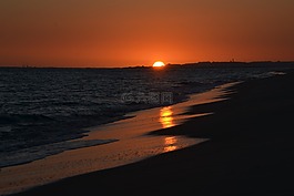 日落,太陽,海