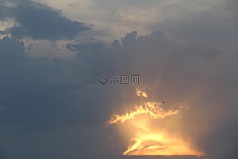天空,日落,火