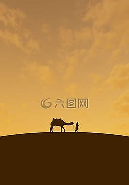 沙漠,駱駝,橙色