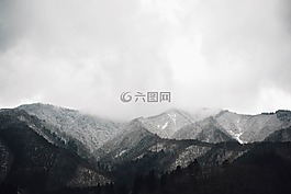 山,云,天空