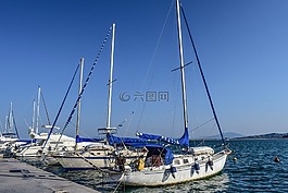 船,帆船,端口