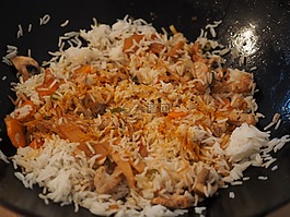 水稻钢包,稻菜,炒锅