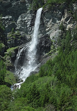 瀑布,山,景觀