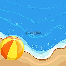 海灘,球,海