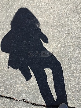 阴影,走,女孩