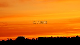 日落,景觀,剪影
