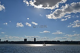 河,云,天空