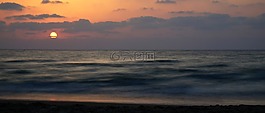 日落,海,長時間曝光