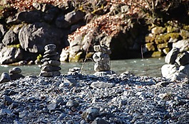 徒步旅行,河,石頭