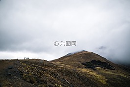 山,云,天空