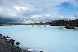 湖,藍(lán)色,冰島