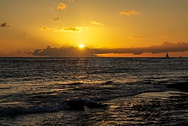 夏威夷,日落,海灘