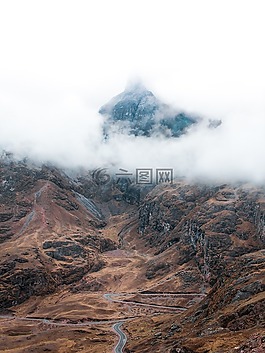 山,云,天空