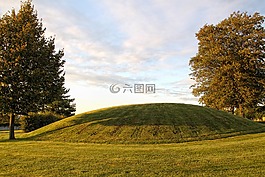 景观,埋葬土墩,树木