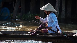 越南,女子,河