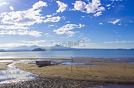 海濱,云,藍(lán)藍(lán)的天空