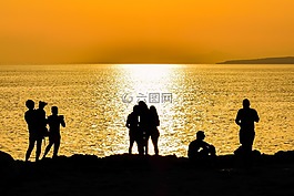 日落,太陽,海
