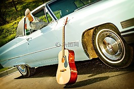 經(jīng)典汽車,靴子,木吉他