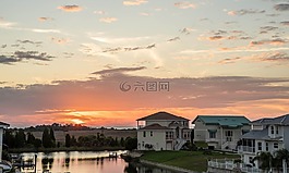 日落,運河,佛羅里達