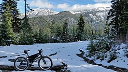 山,雪,自行车