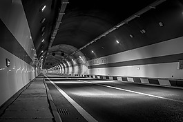 黑白,隧道,道路