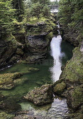 水,綠色,石頭