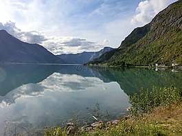 湖,峽灣,鏡像