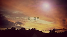 天空,日落,地平線