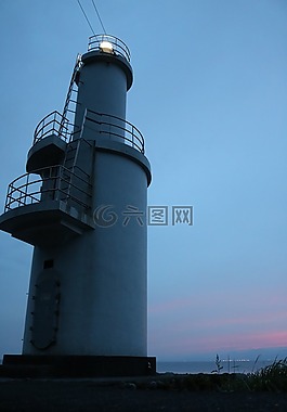 燈塔,海,日落