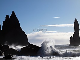 冰島,海,波