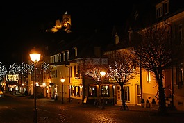 夜間城市 waldkirch,圣誕燈,城市