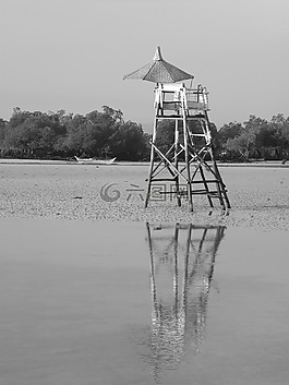 海灘,救生員,沙灘