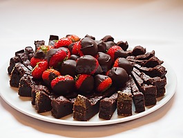 chokoladetærte,蛋糕,草莓