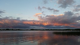 水,日落,景觀