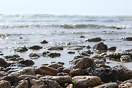 海,鵝卵石,水