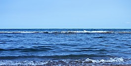 地平線,海,藍(lán)色的天空