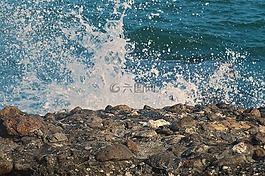 海,波,巖