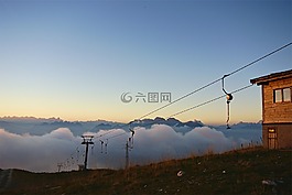滑雪纜車,夏天,電梯