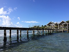 藍(lán)天,長(zhǎng)廊,海景
