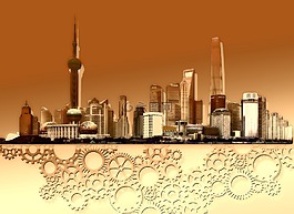 天際線,城市,齒輪