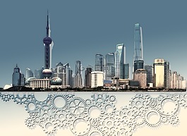 天際線,城市,齒輪