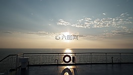 日出,太平洋船,在船上