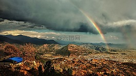 彩虹,日落,戲劇