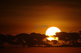 日落,鴨,天空