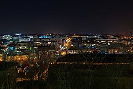 夜,城市,沉降